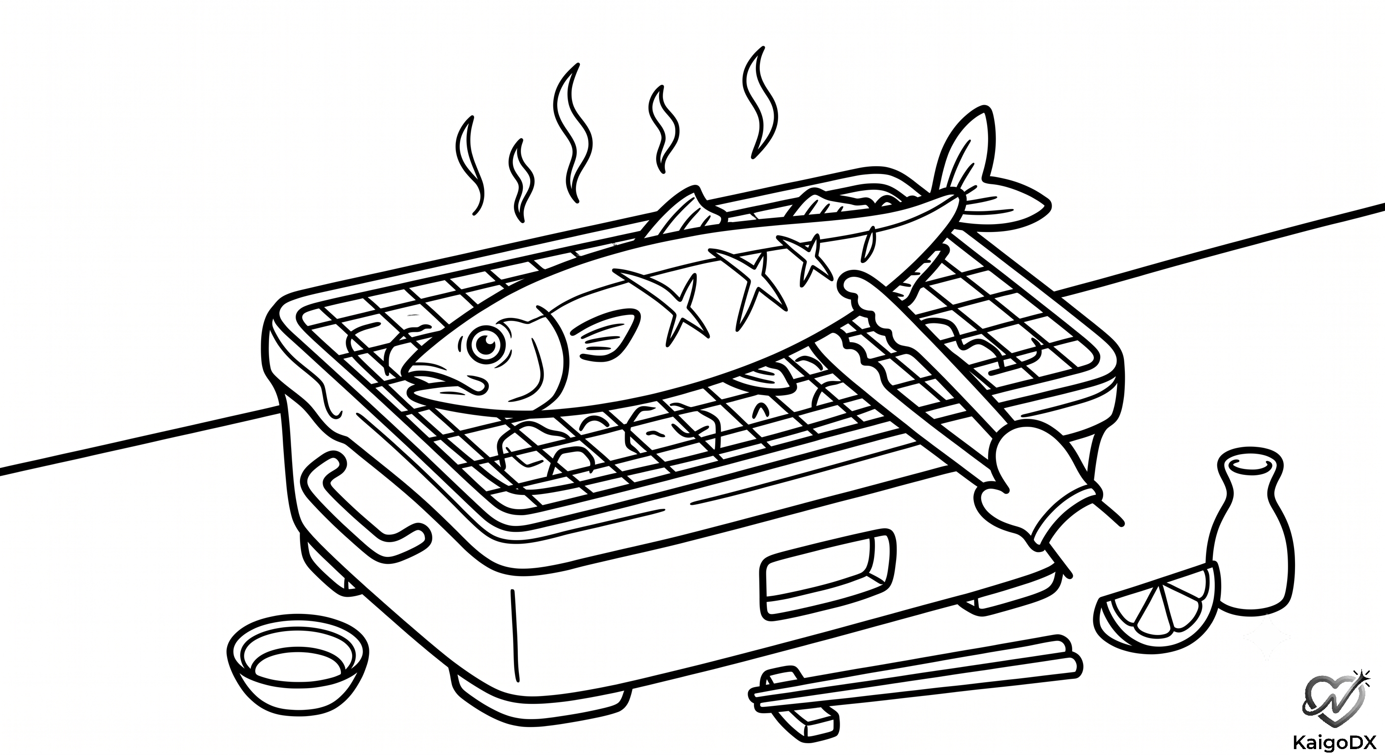 七輪で焼く秋刀魚（サンマ）