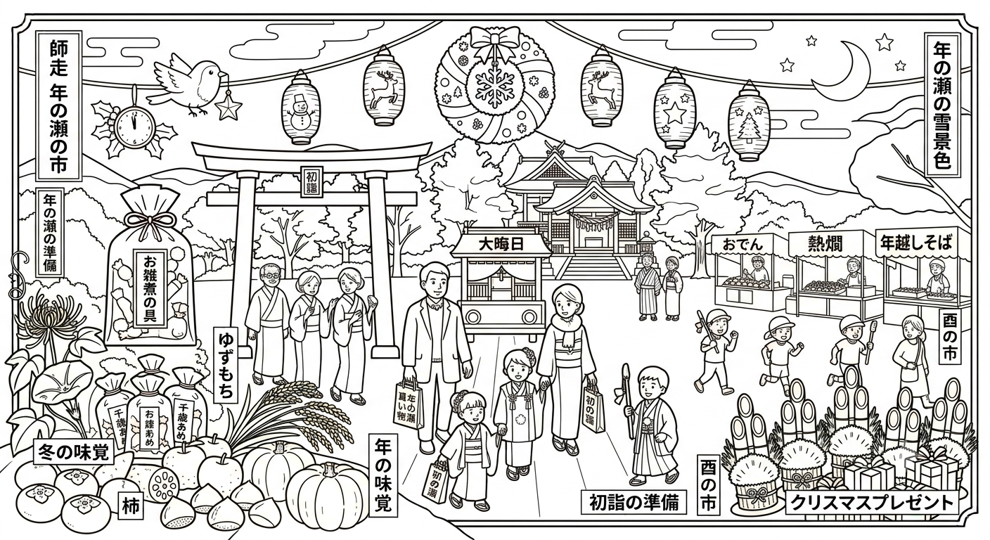 塗り絵 12月