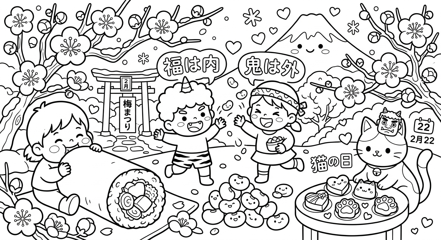 塗り絵 2月