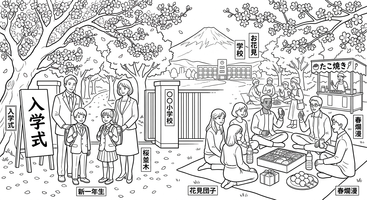 塗り絵 4月