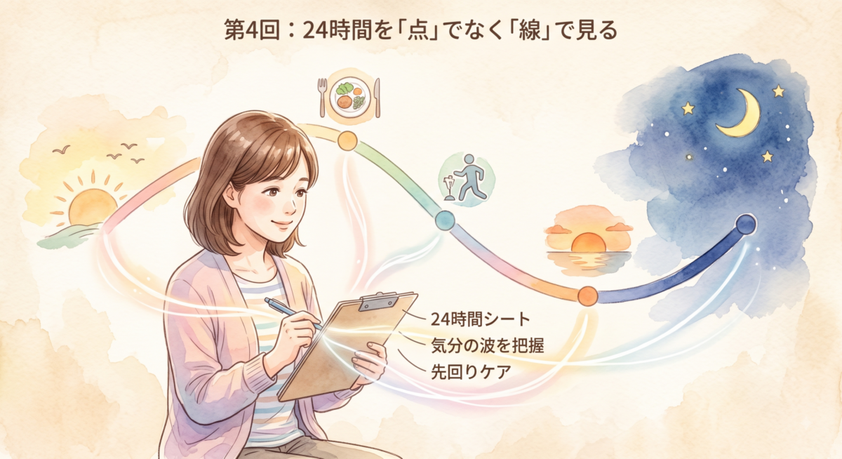 【認知症研修 第4回】24時間を「点」でなく「線」で見る〜生活変化シートが教えてくれたこと〜